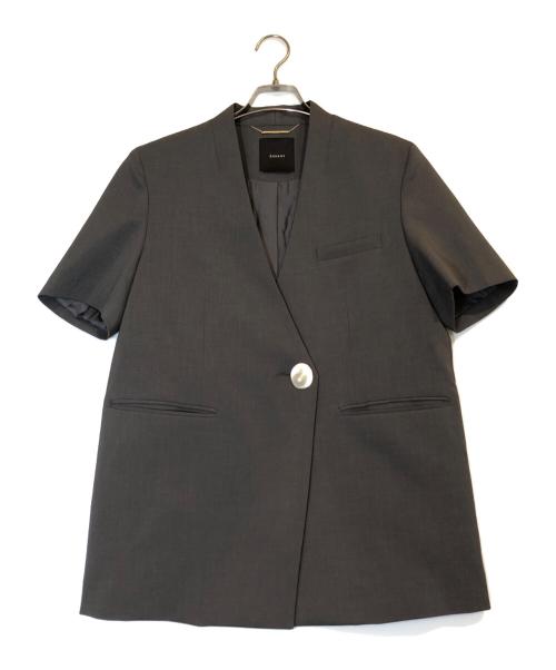 anuans（アニュアンス）anuans (アニュアンス) ハイネックノーカラージャケット グレー サイズ:Fの古着・服飾アイテム