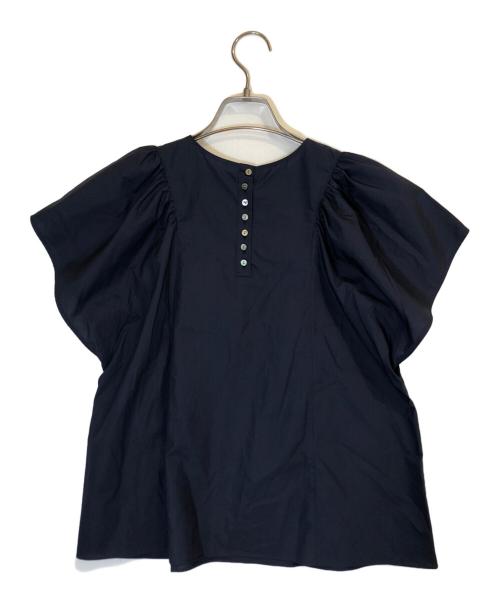 MACPHEE（マカフィー）MACPHEE (マカフィー) タイプライター フレアスリーブブラウス ネイビー サイズ:36の古着・服飾アイテム