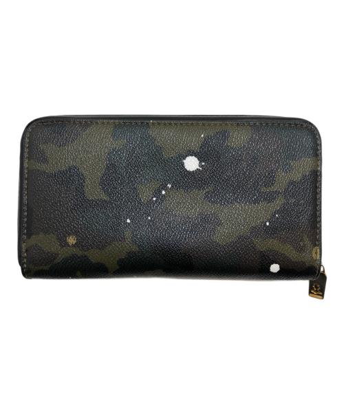 Gentil Bandit（ジャンティバンティ）GENTIL BANDIT (ジャンティバンティ) カモ柄ペンキ加工長財布 カーキ×ブラックの古着・服飾アイテム