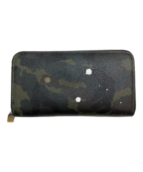 Gentil Bandit（ジャンティバンティ）GENTIL BANDIT (ジャンティバンティ) カモ柄ペンキ加工長財布 カーキ×ブラックの古着・服飾アイテム