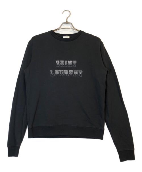 Saint Laurent Paris（サンローランパリ）Saint Laurent Paris (サンローランパリ) ロゴプリントクルーネックスウェット ブラック サイズ:Lの古着・服飾アイテム