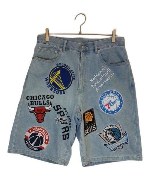NBA（エヌビーエー）NBA (エヌビーエー) FREAK'S STORE (フリークストア) 別注NBA チーム刺繍 ビックシルエット デニムショーツ インディゴ サイズ:Mの古着・服飾アイテム