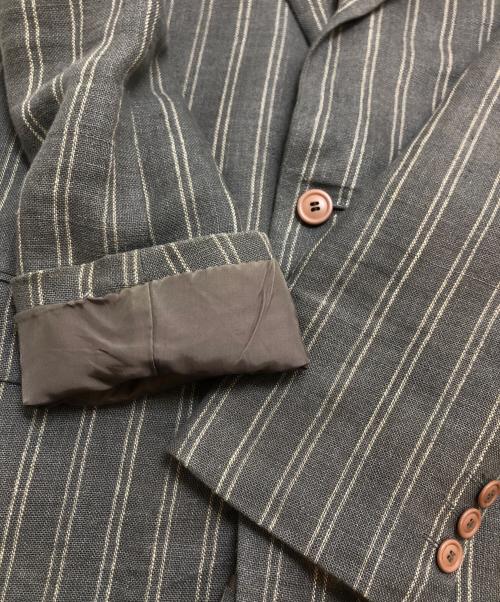 ISSEY MIYAKE MEN（イッセイミヤケメン）ISSEY MIYAKE MEN (イッセイミヤケメン) リネンストライプテーラードジャケット グレー サイズ:Mの古着・服飾アイテム