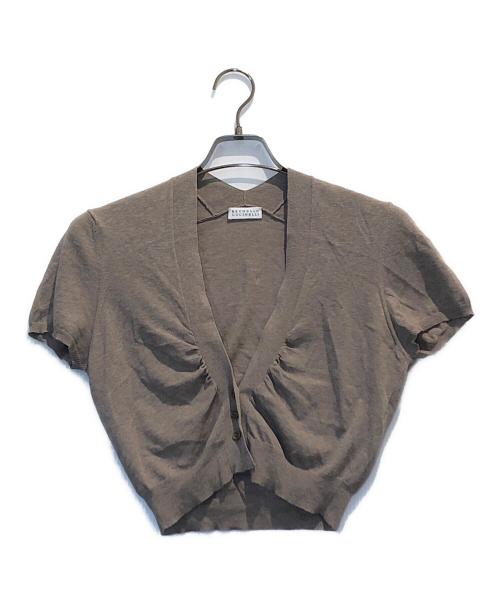 BRUNELLO CUCINELLI（ブルネロクチネリ）BRUNELLO CUCINELLI (ブルネロクチネリ) 半袖カーディガン ブラウン サイズ:Lの古着・服飾アイテム