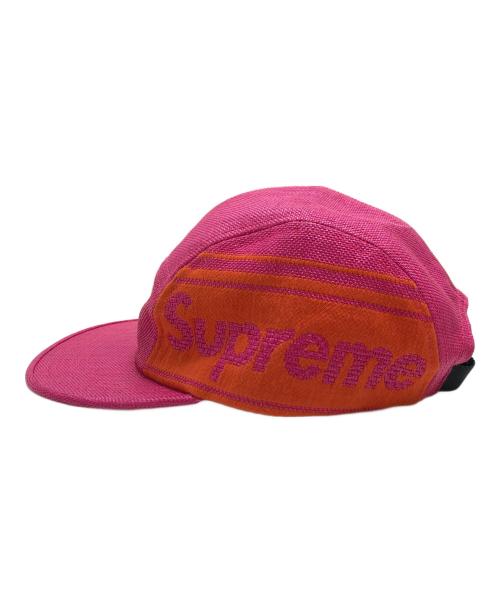 SUPREME（シュプリーム）Supreme (シュプリーム) Raffia Woven Logo Camp Cap ピンクの古着・服飾アイテム