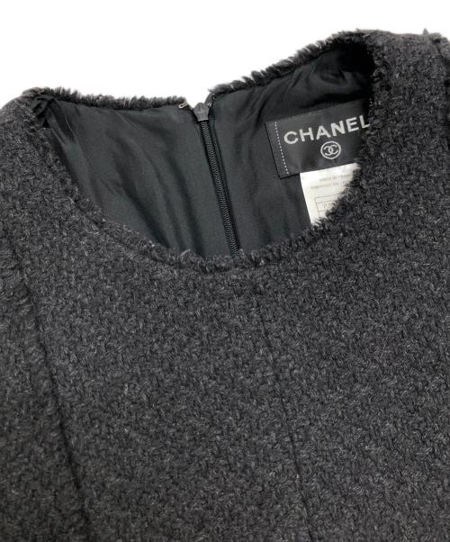 CHANEL（シャネル）CHANEL (シャネル) ウールノースリーブワンピース ブラック サイズ:38の古着・服飾アイテム