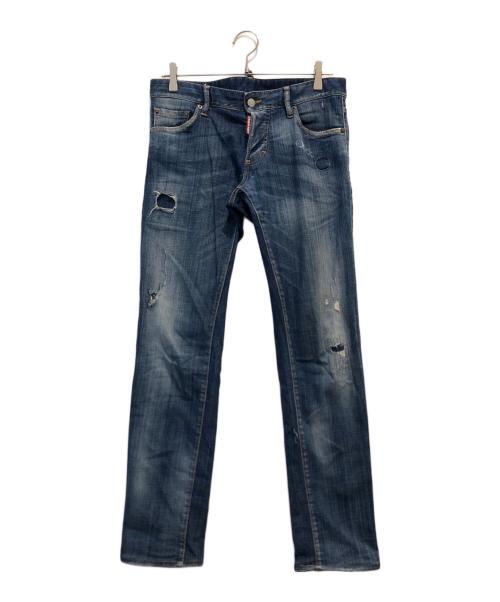 DSQUARED2（ディースクエアード）DSQUARED2 (ディースクエアード) ダメージ加工デニムパンツ インディゴ サイズ:44の古着・服飾アイテム