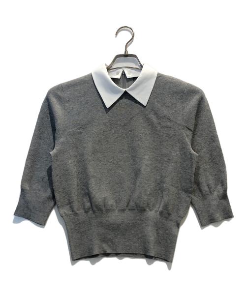 ESTNATION（エストネーション）ESTNATION (エストネーション) 2WAY襟付きニット グレー サイズ:FREEの古着・服飾アイテム