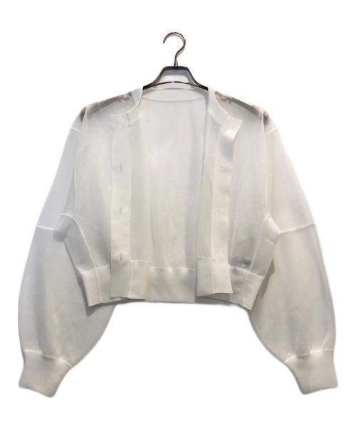 Adam et Rope（アダム エ ロペ）Adam et Rope (アダム エ ロペ) シアーロゴカーディガン ホワイト サイズ:FREEの古着・服飾アイテム