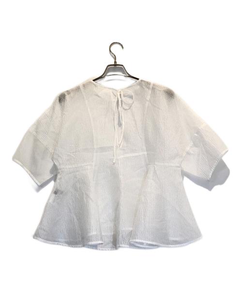 LE CIEL BLEU（ルシェルブルー）LE CIEL BLEU (ルシェルブルー) シアージャカードブラウス ホワイト サイズ:36の古着・服飾アイテム