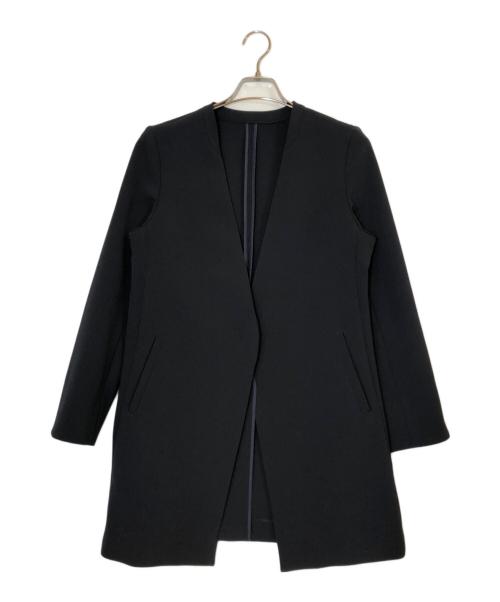 SOEJU（ソージュ）SOEJU (ソージュ) ストレッチファインロングノーカラージャケット ブラック サイズ:Lの古着・服飾アイテム