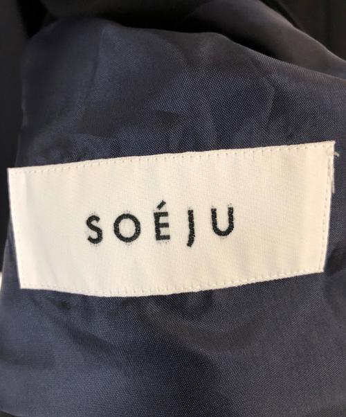 SOEJU（ソージュ）SOEJU (ソージュ) ストレッチファインロングノーカラージャケット ブラック サイズ:Lの古着・服飾アイテム
