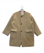 DANTONダントン）の古着「WOOL LIGHT PILE ノーカラーロングコート」｜ベージュ