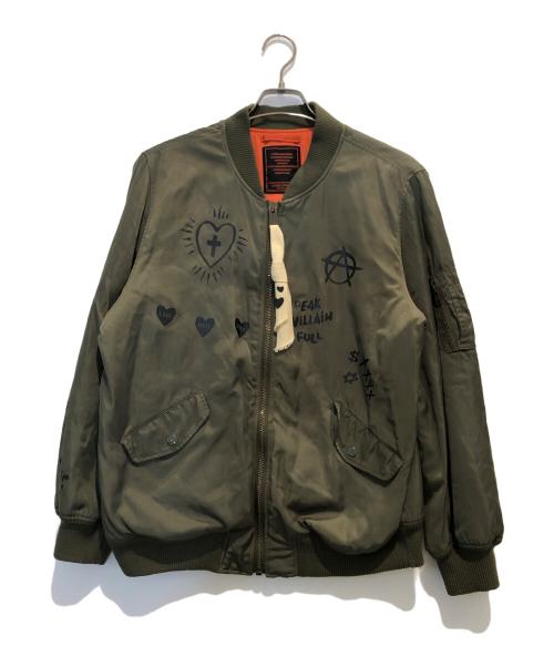 Candy Stripper（キャンディーストリッパー）Candy Stripper (キャンディーストリッパー) プリントMA-1ジャケット カーキ サイズ:2の古着・服飾アイテム