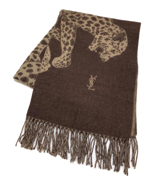Yves Saint Laurent（イヴサンローラン）Yves Saint Laurent (イヴサンローラン) レオパード柄大判ストール ブラウンの古着・服飾アイテム