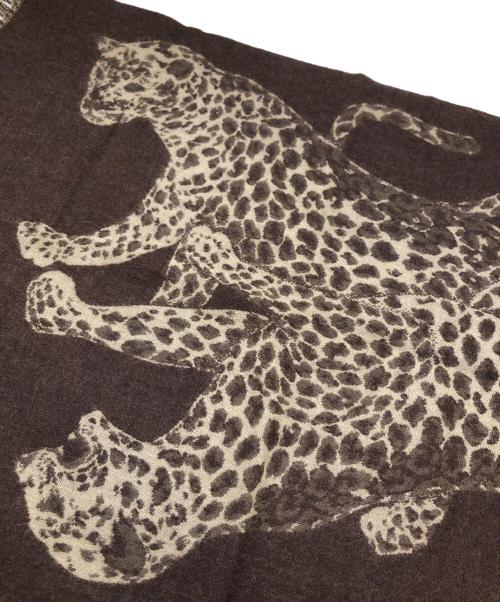 Yves Saint Laurent（イヴサンローラン）Yves Saint Laurent (イヴサンローラン) レオパード柄大判ストール ブラウンの古着・服飾アイテム