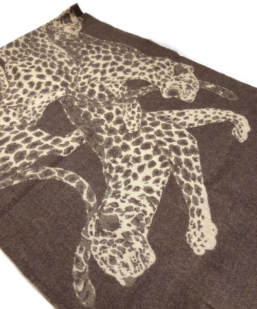 Yves Saint Laurent（イヴサンローラン）Yves Saint Laurent (イヴサンローラン) レオパード柄大判ストール ブラウンの古着・服飾アイテム