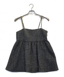 JUSGLITTY（ジャスグリッティー）の古着「ツイードキャミ」｜ブラック