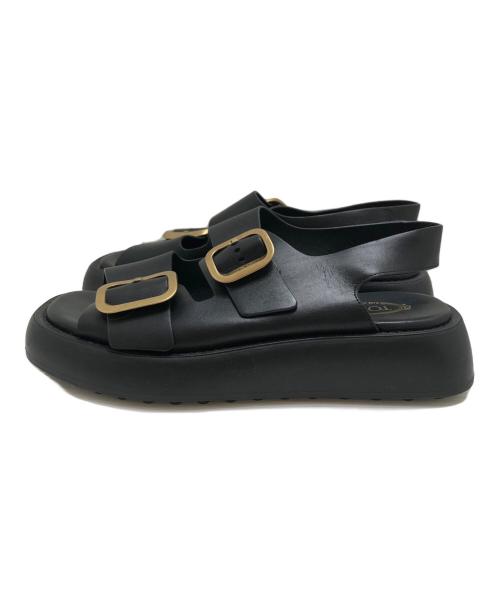 TOD'S（トッズ）TOD'S (トッズ) ダブルバックルサンダル ブラック サイズ:37 1/2の古着・服飾アイテム