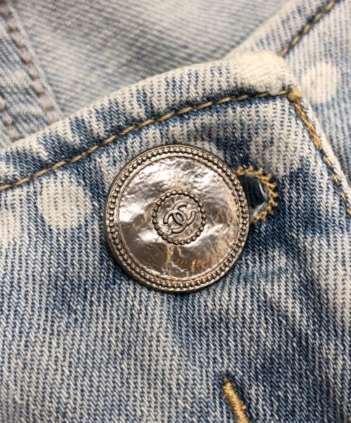 CHANEL（シャネル）CHANEL (シャネル) パールデザイン総柄デニムパンツ インディゴ サイズ:34の古着・服飾アイテム