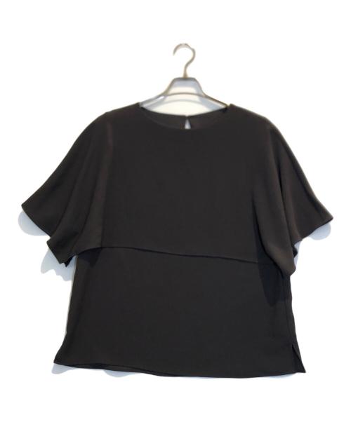 23区（ニジュウサンク）23区 (ニジュウサンク) ストレッチジョーゼット ケープデザイン カットソー ブラウン サイズ:38の古着・服飾アイテム