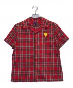 Heaven by Marc Jacobsヘブンバイマークジェイコブス）の古着「オープンカラータータンチェックシャツ」｜レッド