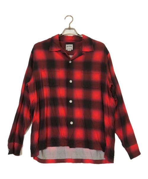 HOUSTON（ヒューストン）HOUSTON (ヒューストン) OMBRE CHECK L/S SHIRT レッド サイズ:Lの古着・服飾アイテム