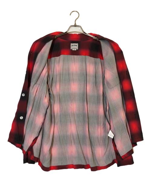 HOUSTON（ヒューストン）HOUSTON (ヒューストン) OMBRE CHECK L/S SHIRT レッド サイズ:Lの古着・服飾アイテム