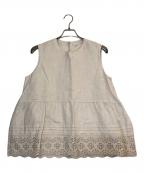 45Rフォーティファイブ・アール）の古着「綿麻シャンブレーのカットワークキャミ」｜アイボリー