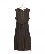 avec deuxclefsアヴェクデュクレ）の古着「スキッパーノースリーブワンピース」｜ブラウン