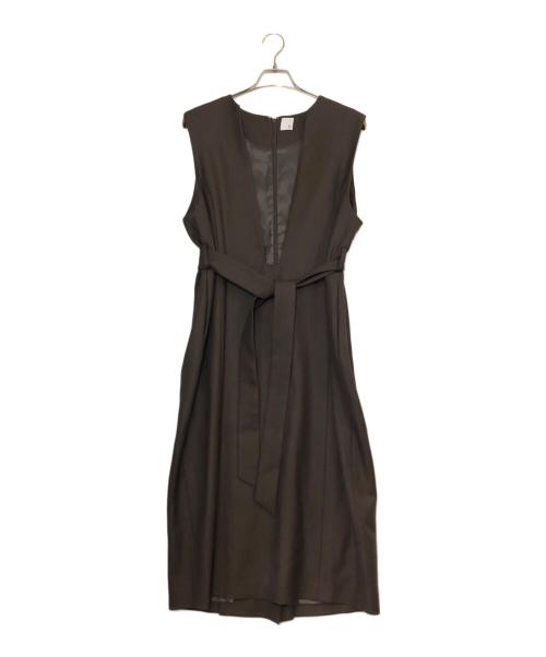 avec deuxclefs（アヴェクデュクレ）avec deuxclefs (アヴェクデュクレ) スキッパーノースリーブワンピース ブラウン サイズ:Mの古着・服飾アイテム