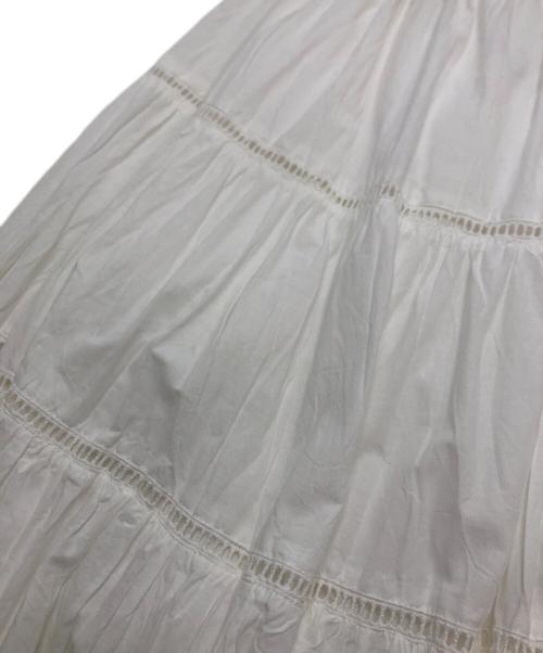 L'AUBE BLANC（ローブ ブラン）L'AUBE BLANC (ローブ ブラン) Cotton Tiered skirt ホワイト サイズ:FREEの古着・服飾アイテム