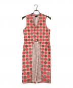 COMME des GARCONS HOMME PLUSコムデギャルソンオムプリュス）の古着「ドット柄ポリツイルフロントロングベスト」｜ピンク