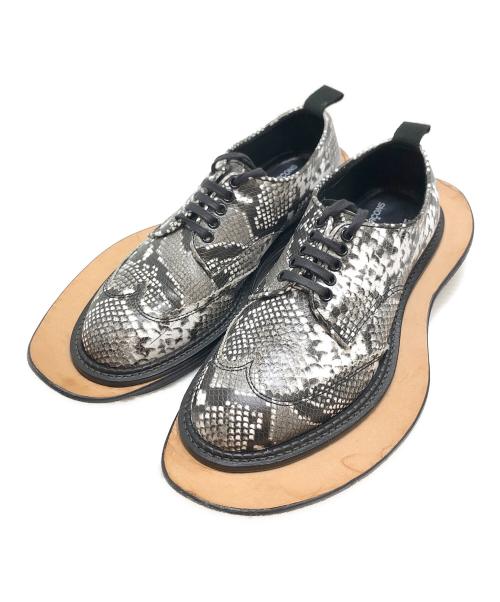 COMME des GARCONS HOMME PLUS（コムデギャルソンオムプリュス）COMME des GARCONS HOMME PLUS (コムデギャルソンオムプリュス) KIDS LOVE GAITE (キッズラブゲイト) パイソンオーバーソールブローグダービーシューズ ブラック サイズ:6の古着・服飾アイテム