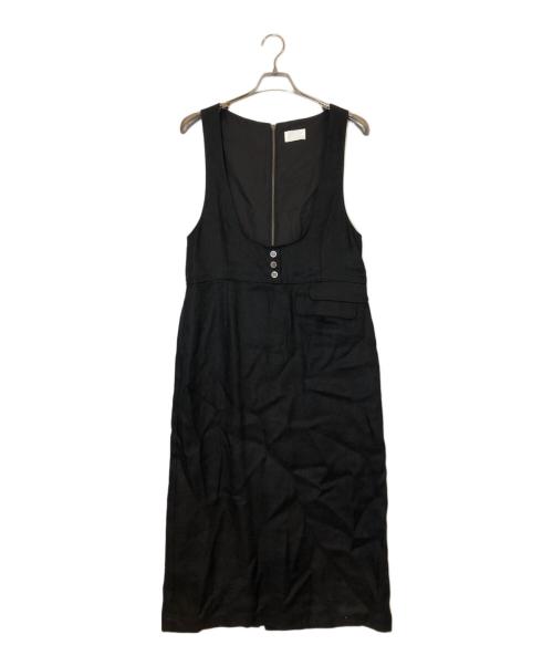 avec deuxclefs（アヴェクデュクレ）avec deuxclefs (アヴェクデュクレ) リネンワンピース ブラック サイズ:M 未使用品の古着・服飾アイテム