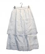 PLAIN PEOPLEプレインピープル）の古着「リネンレースコンビスカート」｜ホワイト