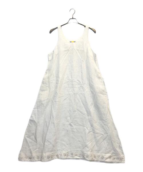 aodress（アオドレス）aodress (アオドレス) リネン刺繍ワンピース ホワイト サイズ:M 未使用品の古着・服飾アイテム