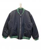 masonprinceメゾンプリンス）の古着「リブニット切替ブルゾン」｜ネイビー