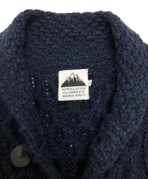 HIMALAYAN CLIMBER'S HAND-KNIT（ヒマラヤン クライマーズ ハンドニット）HIMALAYAN CLIMBER'S HAND-KNIT (ヒマラヤン クライマーズ ハンドニット) 手編みショールカラーカーディガン ネイビー サイズ:Lの古着・服飾アイテム