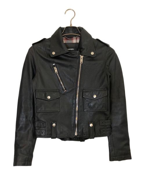 DIESEL（ディーゼル）DIESEL (ディーゼル) ゴートレザーライダースジャケット ブラック サイズ:XSの古着・服飾アイテム