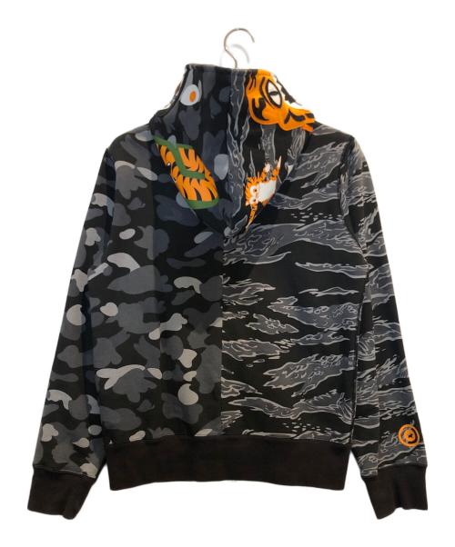 A BATHING APE（ア ベイシング エイプ）A BATHING APE (ア ベイシング エイプ) UNDEFEATED (アンディフィーテッド) Tiger Shark Half Full Zip Hoodie ブラック サイズ:Mの古着・服飾アイテム