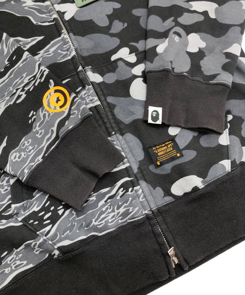 A BATHING APE（ア ベイシング エイプ）A BATHING APE (ア ベイシング エイプ) UNDEFEATED (アンディフィーテッド) Tiger Shark Half Full Zip Hoodie ブラック サイズ:Mの古着・服飾アイテム