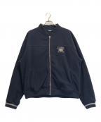 X-LARGEエクストララージ）の古着「EMBROIDERED RIB LINE FLEECE」｜ネイビー