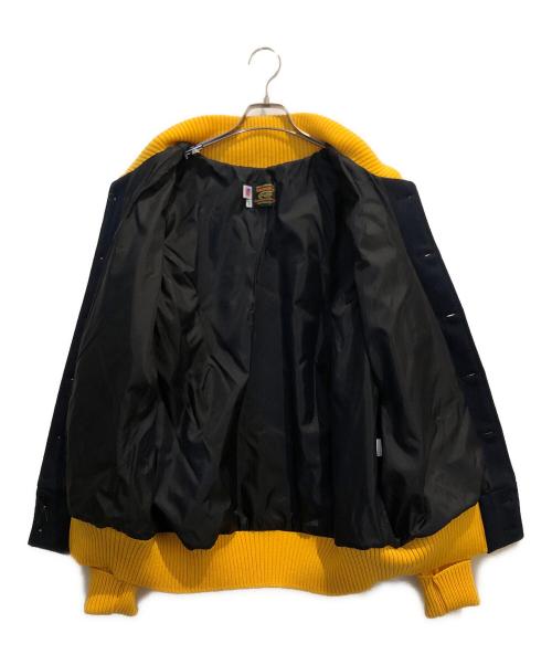 skookum（スクーカム）SKOOKUM (スクーカム) 袖レザースタジャン ネイビー サイズ:46の古着・服飾アイテム