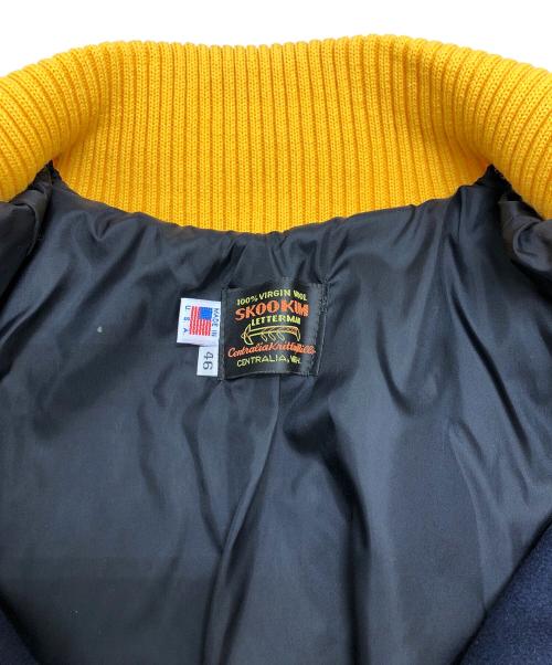 skookum（スクーカム）SKOOKUM (スクーカム) 袖レザースタジャン ネイビー サイズ:46の古着・服飾アイテム