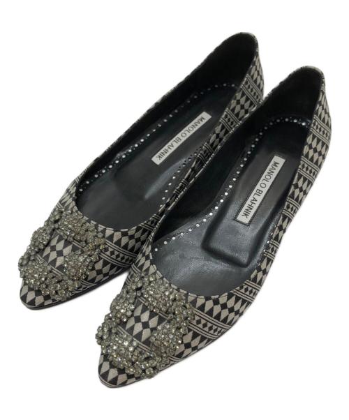 Manolo Blahnik（マノロブラニク）Manolo Blahnik (マノロブラニク) ハンギシフラットシューズ ブラック サイズ:34の古着・服飾アイテム