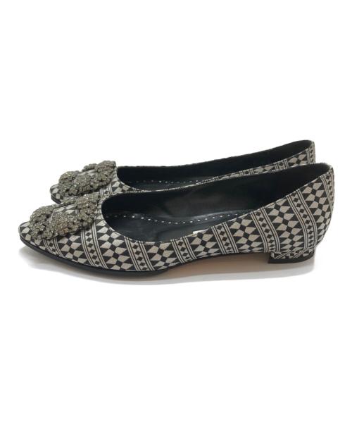 Manolo Blahnik（マノロブラニク）Manolo Blahnik (マノロブラニク) ハンギシフラットシューズ ブラック サイズ:34の古着・服飾アイテム
