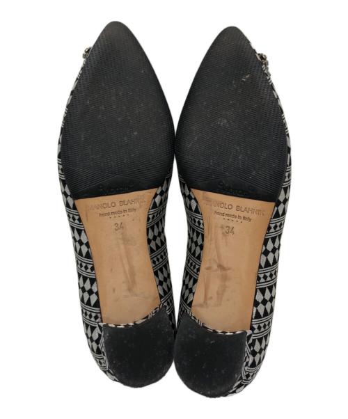 Manolo Blahnik（マノロブラニク）Manolo Blahnik (マノロブラニク) ハンギシフラットシューズ ブラック サイズ:34の古着・服飾アイテム