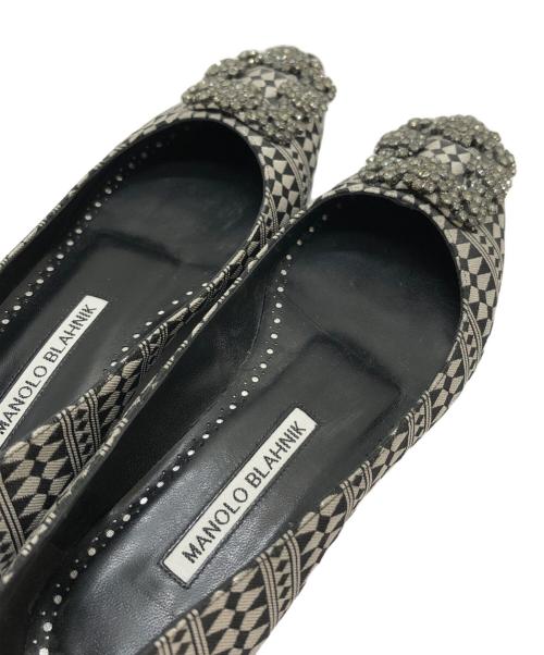 Manolo Blahnik（マノロブラニク）Manolo Blahnik (マノロブラニク) ハンギシフラットシューズ ブラック サイズ:34の古着・服飾アイテム