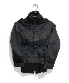 YOHJI YAMAMOTO（ヨウジヤマモト）の古着「ウールニットドッキングナイロンジャケット」｜ブラック